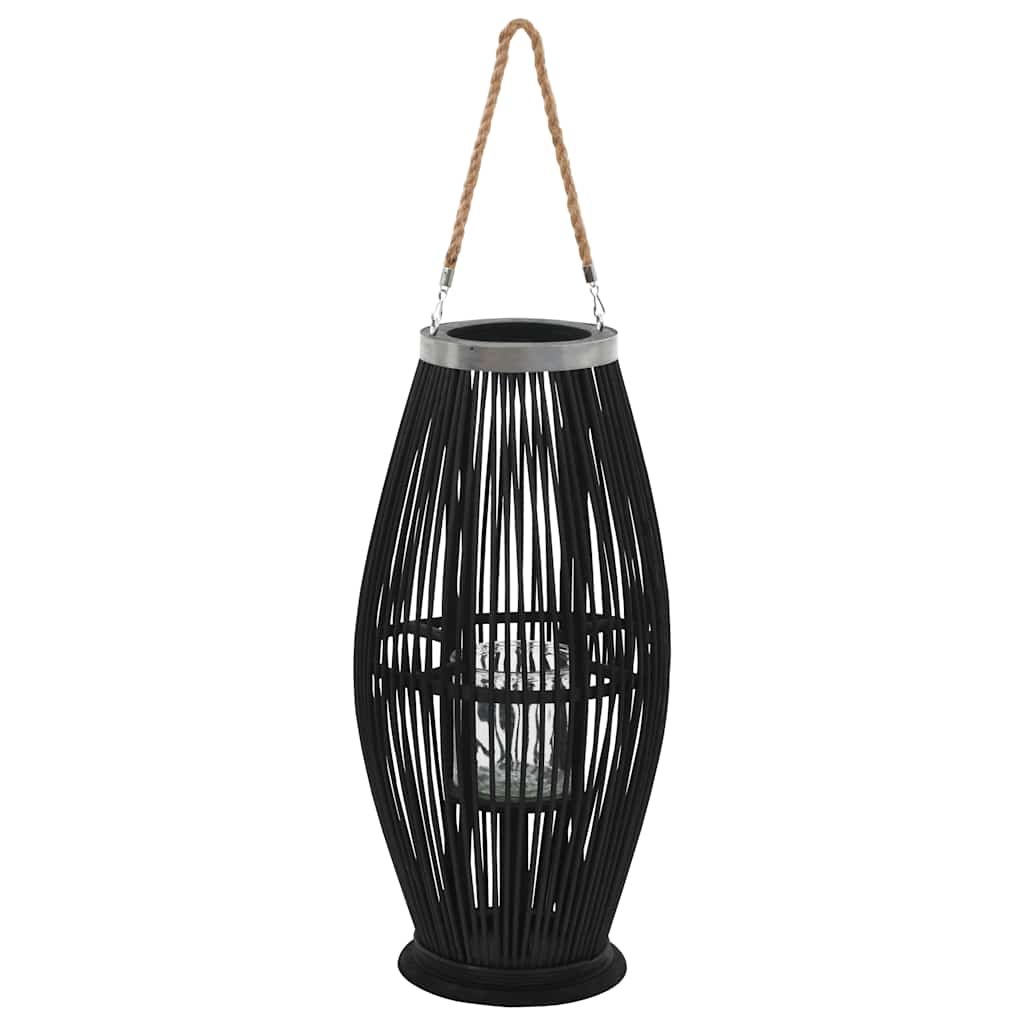 Vidaxl Hanging Candle Lantern Holder Bamboo Black 60 Cm