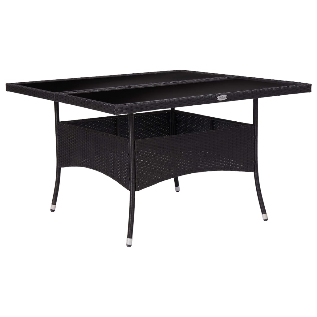 Garten-esstisch Schwarz Poly Rattan Und Glas - Vidaxl