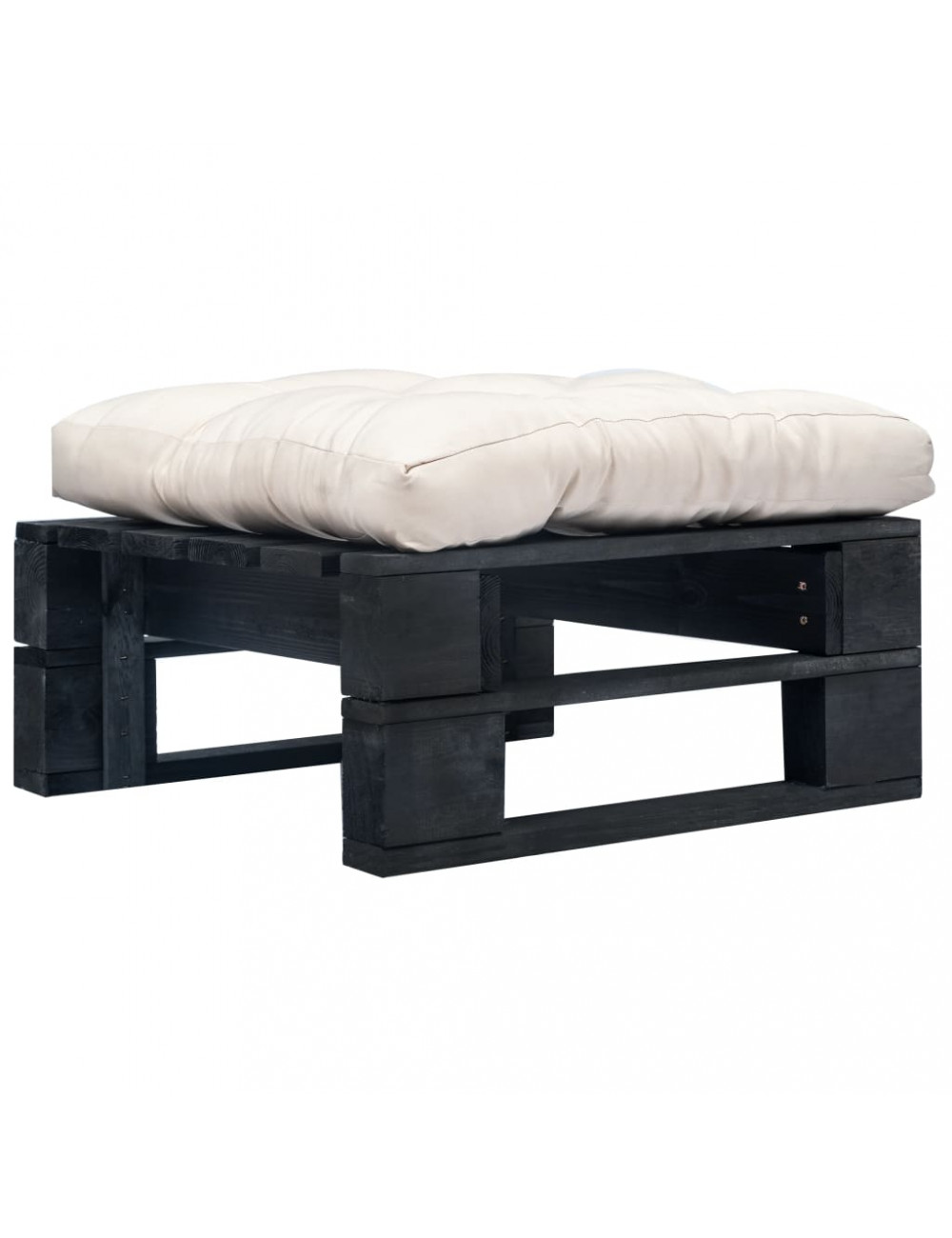 Vidaxl Garden Pallet Ottoman With Sand Cushion Black Wood (45761+44647)