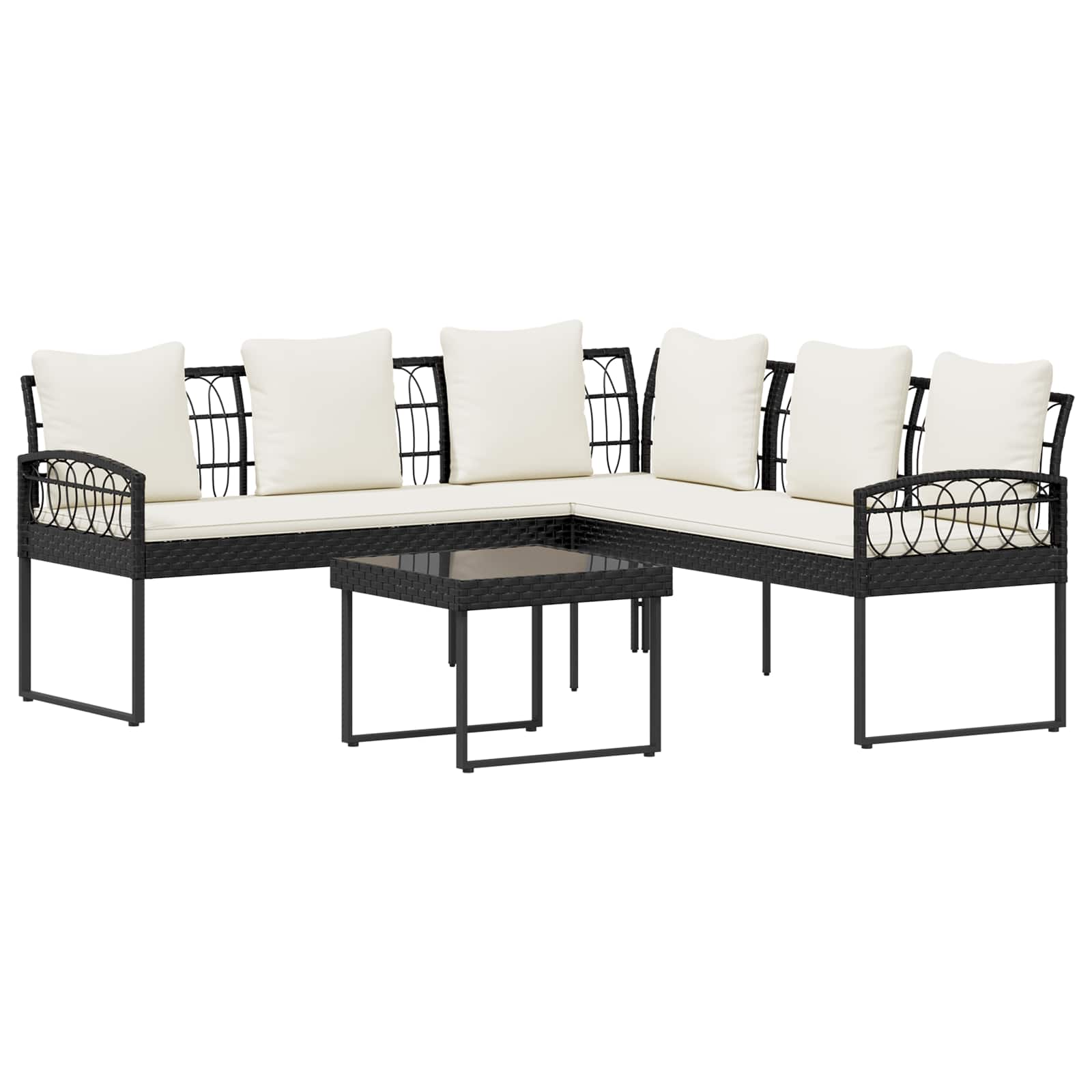 Vidaxl Garden Sofa Set 2 Pcs Black And Cream Poly Rattan Steel