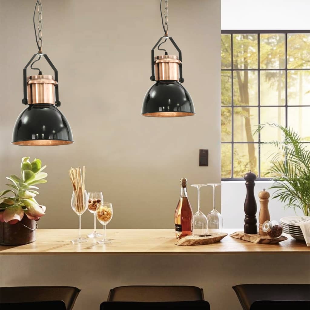 Deckenlampe 2 Stk. Schwarz Rund E27 - Vidaxl