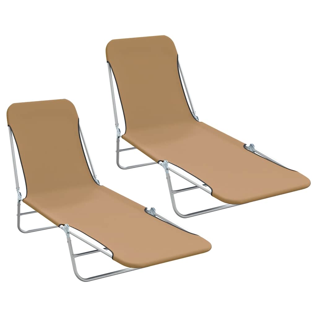 Klappliegen 2 Stk. Stahl Und Stoff Taupe Vidaxl