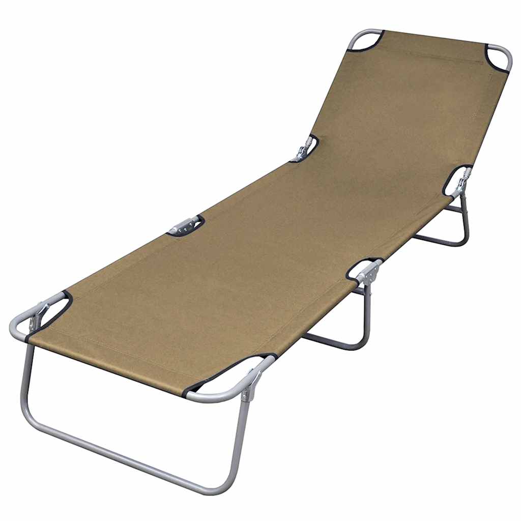 Vidaxl Foldable Sunlounger With Adjustable Backrest Taupe