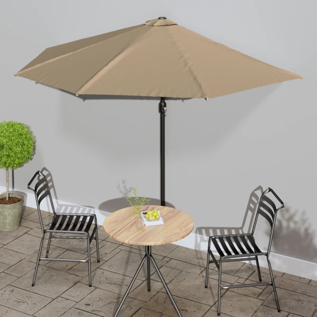 Vidaxl Balcony Parasol With Aluminium Pole Taupe 300x155 Cm Half