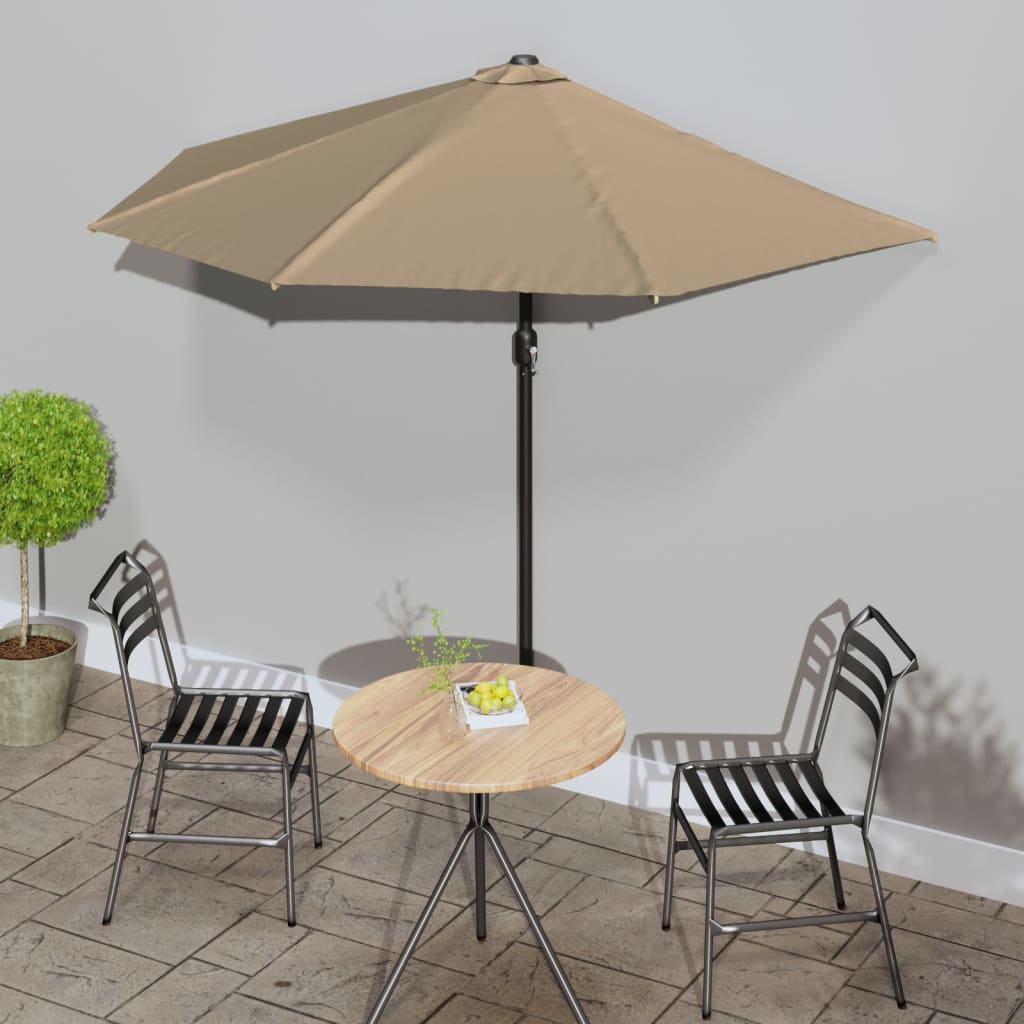 Vidaxl Balcony Parasol With Aluminium Pole Taupe 270x144 Cm Half