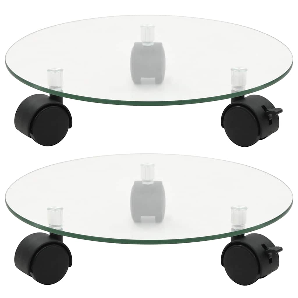 Pflanzenständer Mit Rollen 2 Stück Hartglas 28 Cm Rund Vidaxl