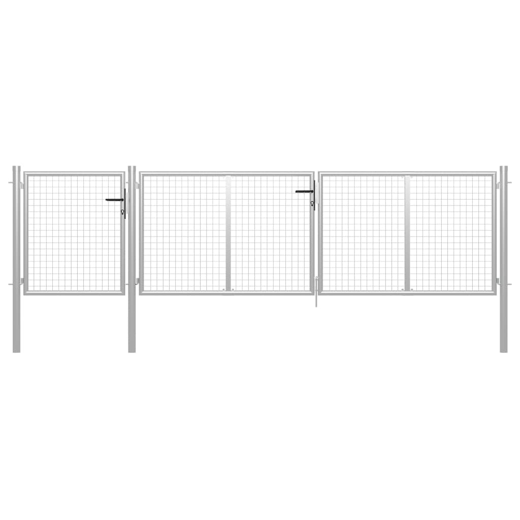 Gartentor Stahl 400 X 100 Cm Silbern Vidaxl