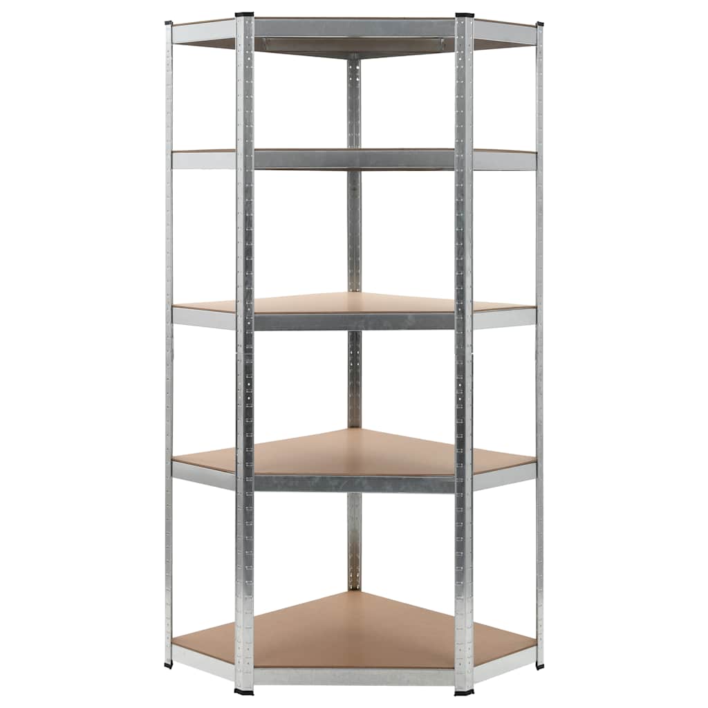 Vidaxl 5-layer Corner Shelf Silver Steel&engineered Wood