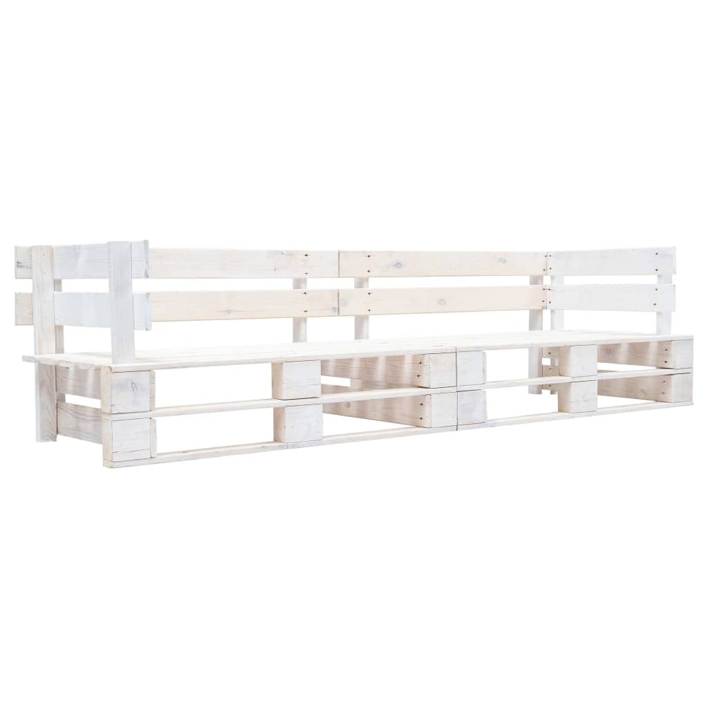 Garten-palettensofa 2-sitzer Weiß Holz - Vidaxl