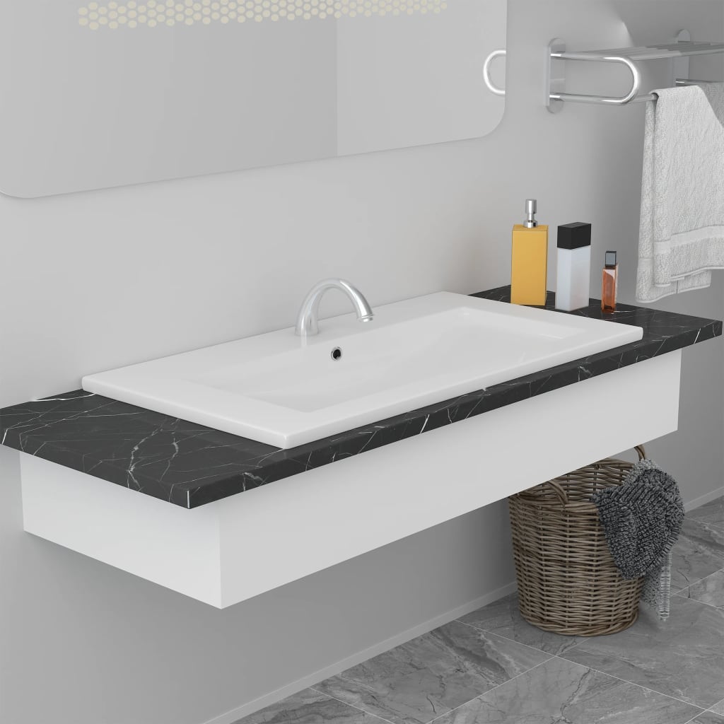 Vidaxl Built-in Basin 91x39,5x18,5 Cm Ceramic White