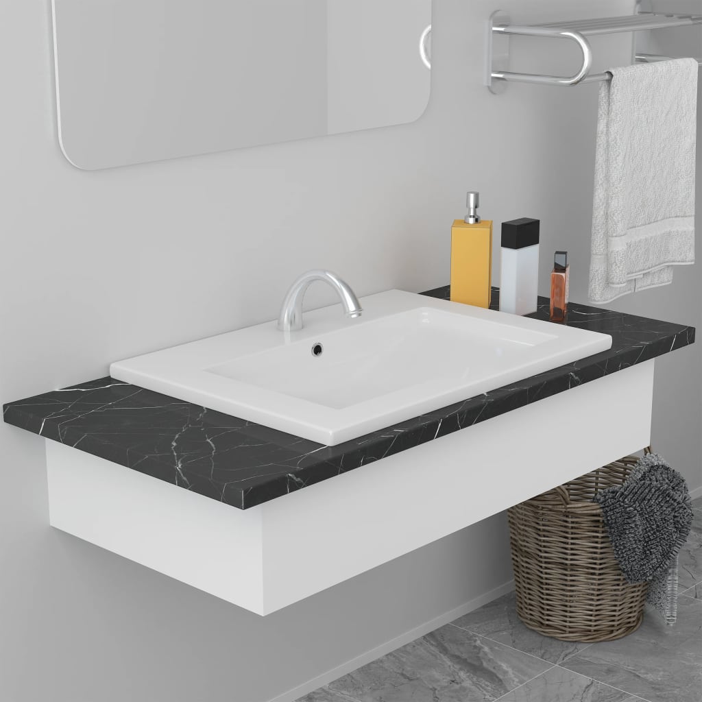 Einbauwaschbecken 61x39,5x18,5 Cm Keramik Weiß - Vidaxl