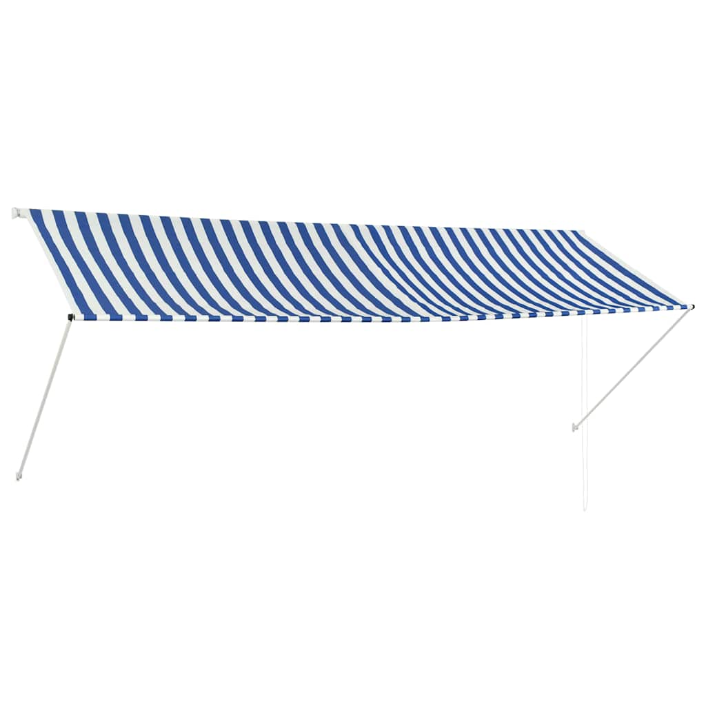 Einziehbare Markise 350 X 150 Cm Blau Und Weiß - Vidaxl