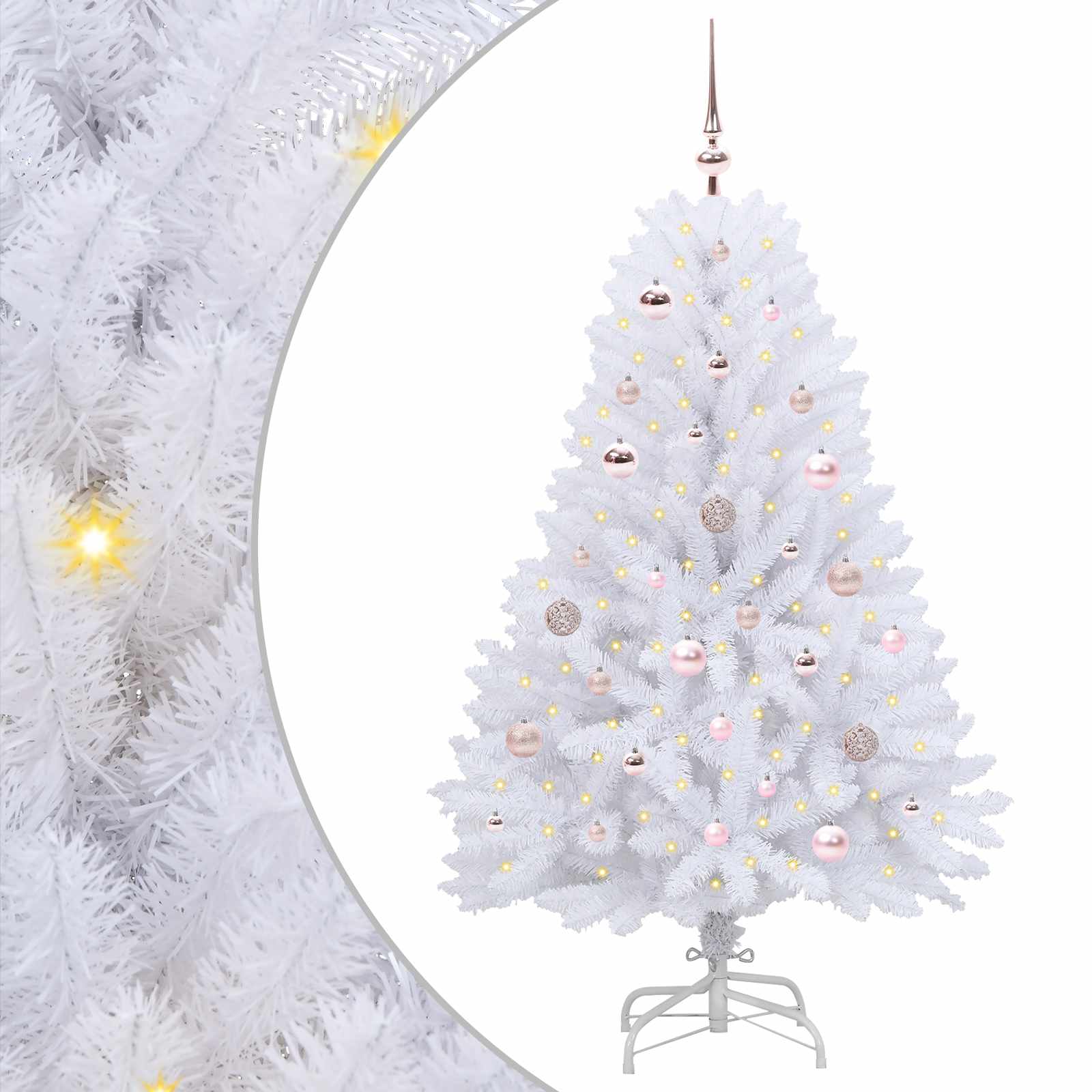 Künstlicher Klappbarer Weihnachtsbaum Weiß 150 Cm Pvc Und Stahl Vidaxl
