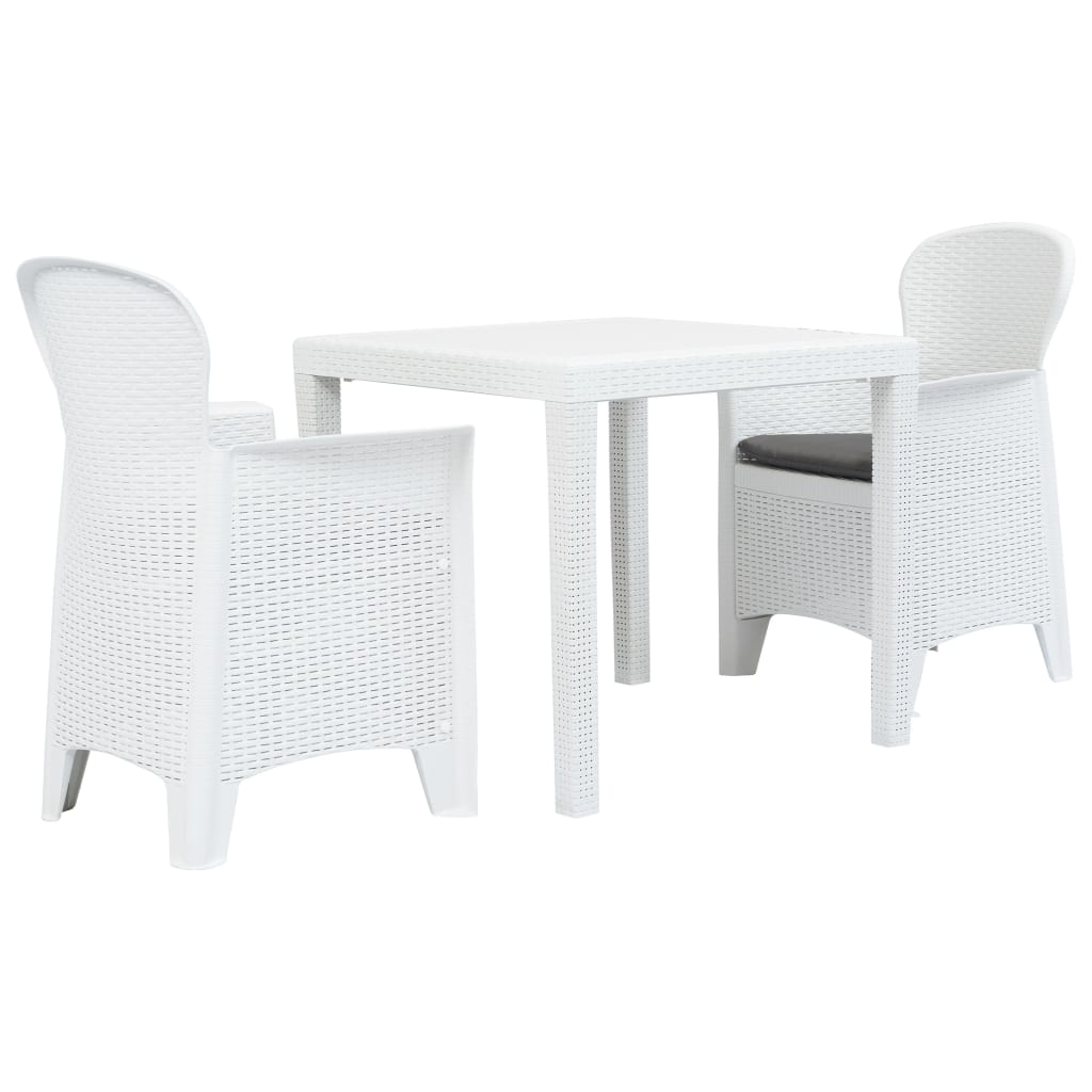 Prolenta Premium 3-tlg. Bistro-set Kunststoff Weiß Rattan-optik