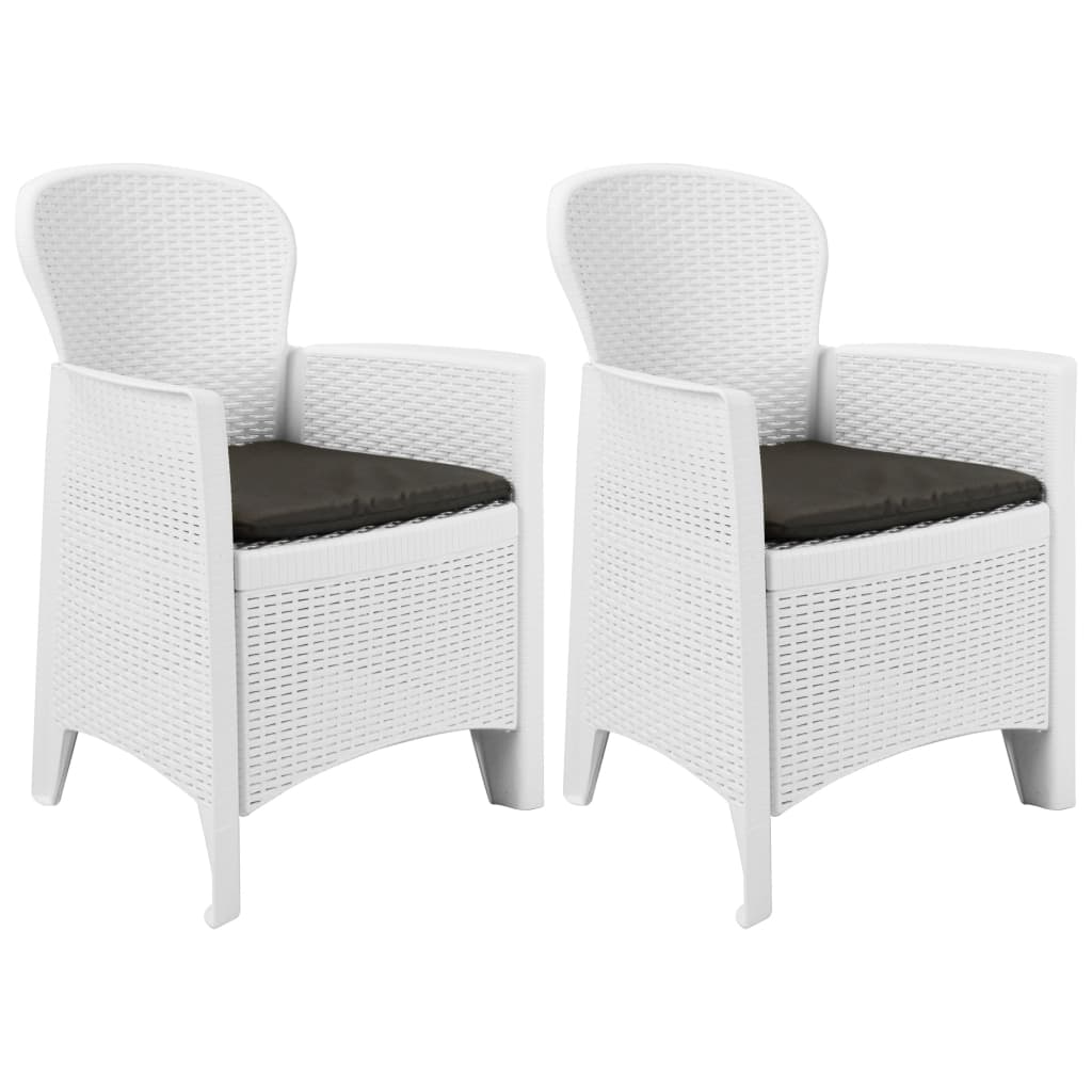 Vidaxl Garden Chairs 2 Pcs With Cushion White Plastic Rattan Look