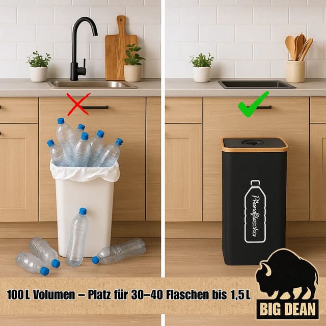 BigDean Flaschenkorb Pfandflaschen Sammelbehälter 100L inkl. Tragetasche Flaschensammler, 100 l
