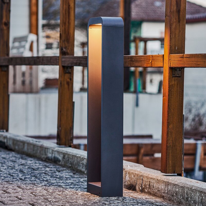 [gebraucht] B-ware Lindby Wegeleuchte Außenleuchte Led Wegelampe Dunkelgrau Aluminium Emima 80 Cm