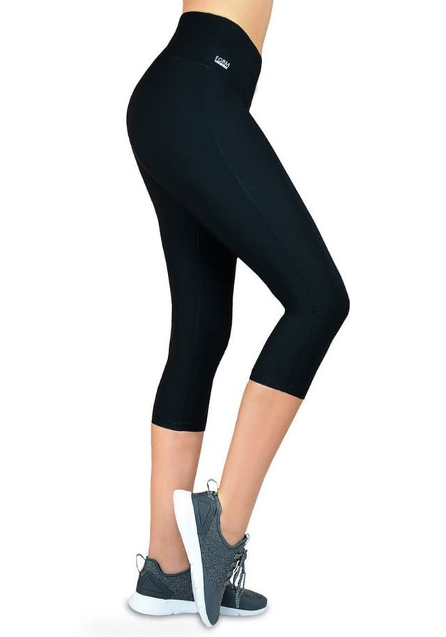 Formbelt Laufhose Damen 3/4 Capri Leggings mit Handytasche, hoher Bund & Quick Dry Damen 3/4 Sporthose blickdicht, hoher Bund, atmungsaktiv, Quick Dry