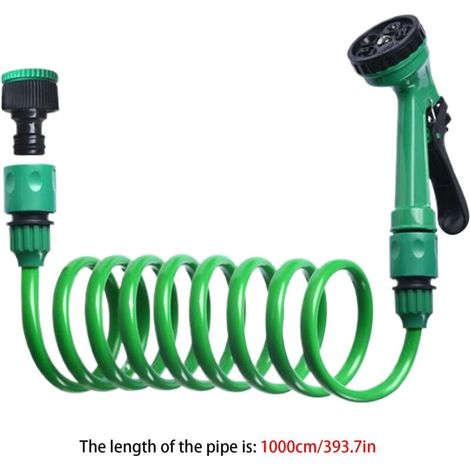 Coil Garden Tuyau 10m - Buse De Tuyau De Jardin Le D'Eau Extensible Avec Une Buse De Pulvérisation Modes D'Arrosage Pour Le Système D'Irrigation L'Arrosage Ergonomique Léger Peut Pour Les Bat