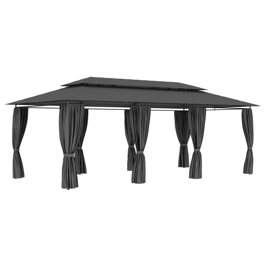 Pavillon Mit Vorhängen 600x298x270 Cm Anthrazit - Vidaxl