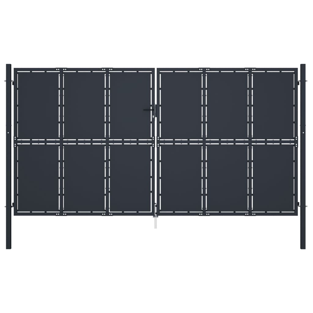 Gartentor Stahl 400 X 175 Cm Anthrazit Vidaxl