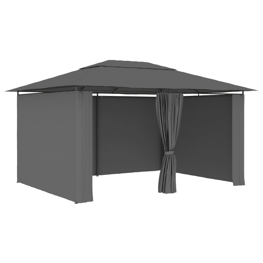 Gartenpavillon Mit Vorhängen 4 X 3 M Anthrazit - Vidaxl