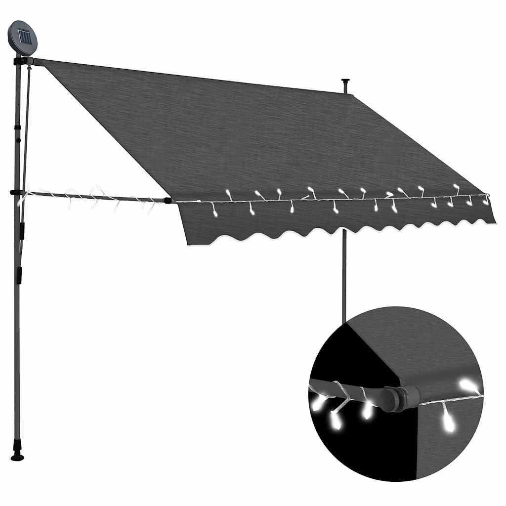 Vidaxl - Einziehbare Markise Handbetrieben Mit Led 300 Cm Anthrazit