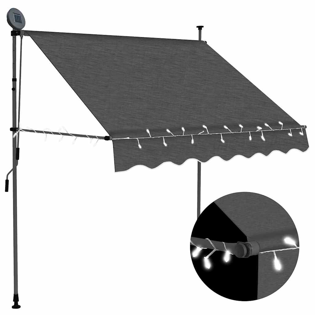 Vidaxl - Einziehbare Markise Handbetrieben Mit Led 100 Cm Anthrazit