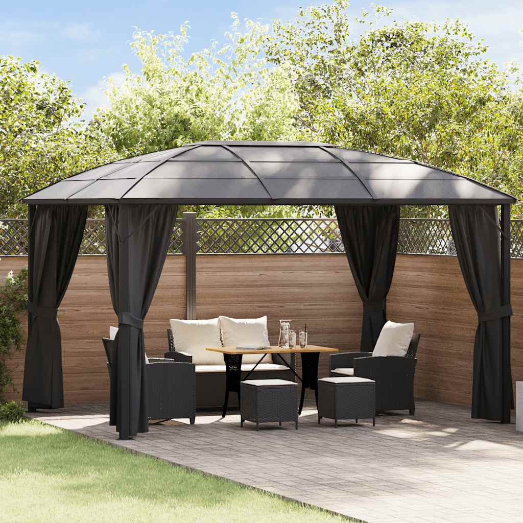 Pavillon Mit Vorhängen 400 X 300 X 265 Cm Anthrazit Vidaxl