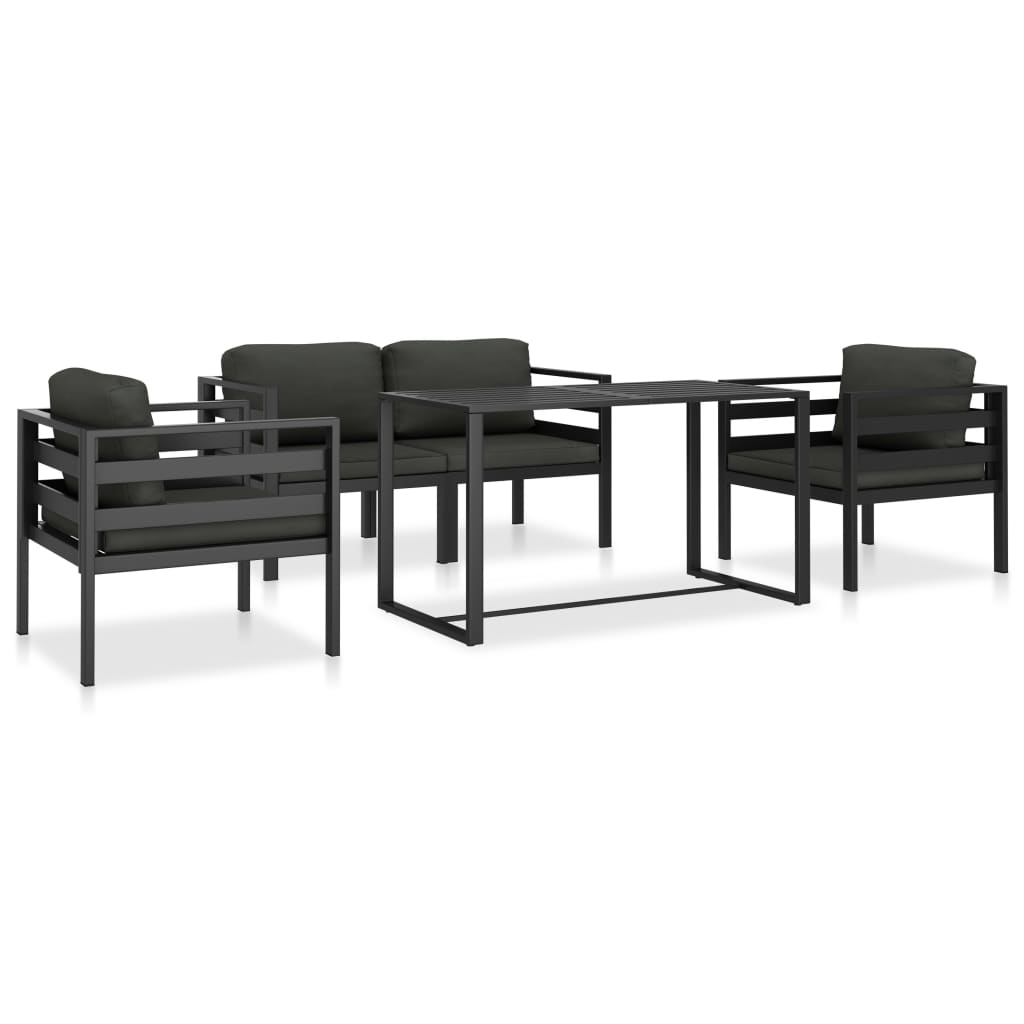 5-tlg. Garten-sofagarnitur Mit Kissen Aluminium Anthrazit Vidaxl