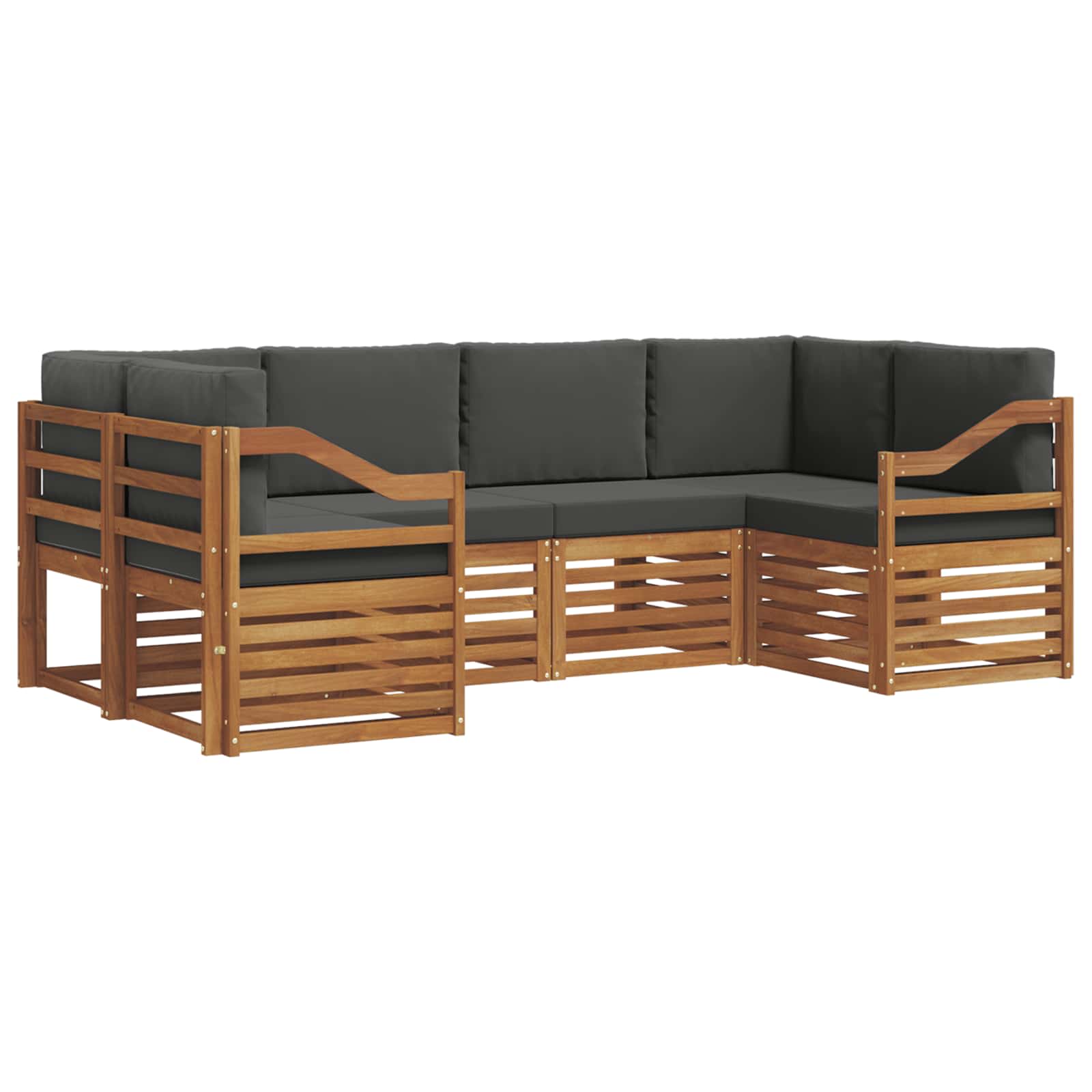 Outdoor-sofagarnitur 6 Stk. Natur Und Anthrazit Vidaxl