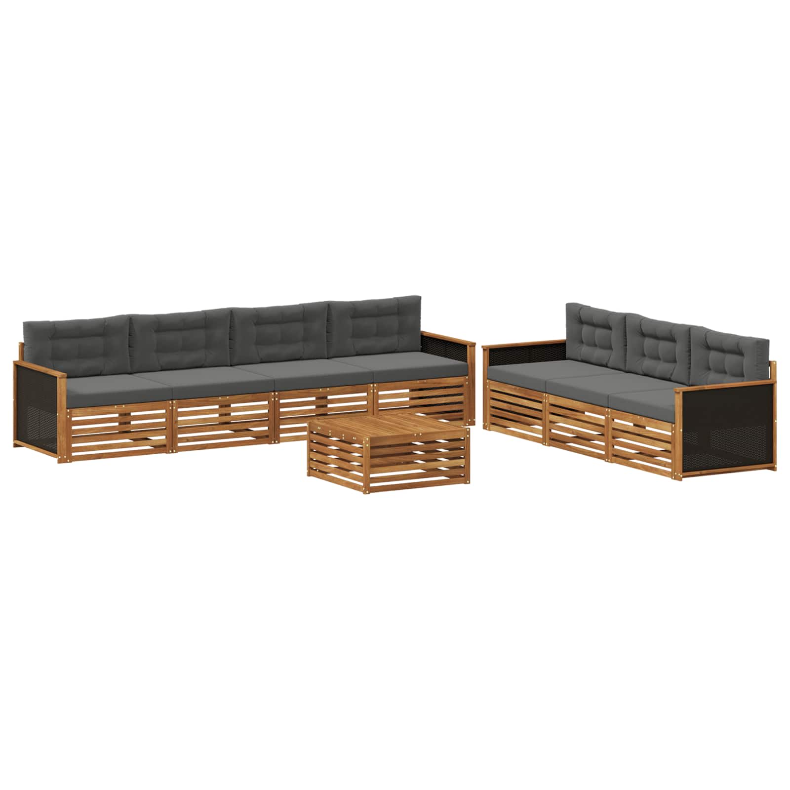 Outdoor-sofagarnitur 8 Stk. Natur Und Anthrazit Polyester Vidaxl