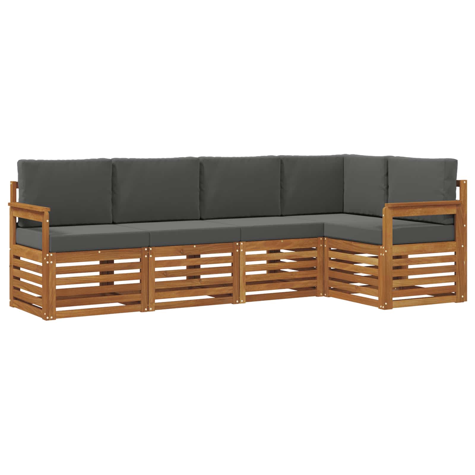 Vidaxl Outdoor Sofa Set 5 Pcs Natural And Anthracite Solid Acacia Wood
