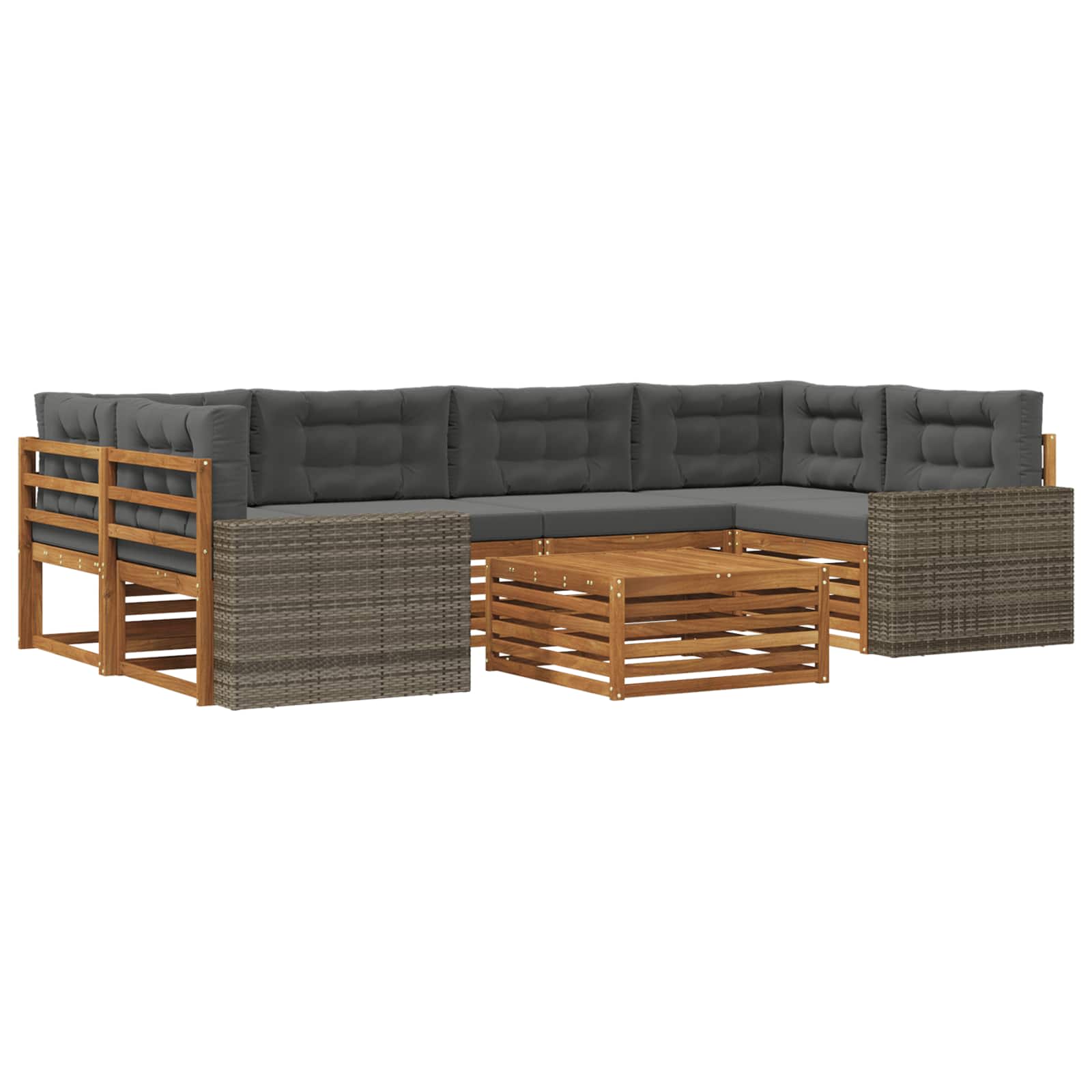 Outdoor-sofagarnitur 7 Stk. Natur Und Anthrazit Polyester Vidaxl