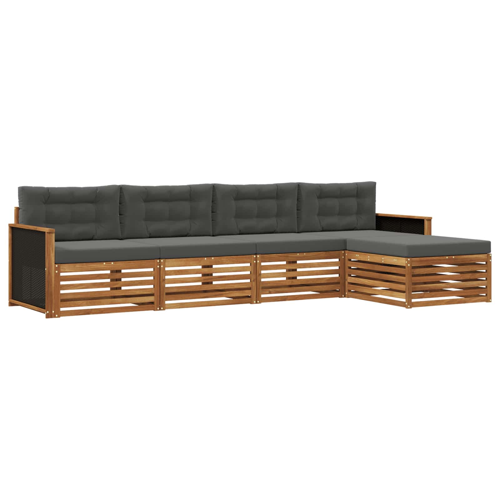 Outdoor-sofagarnitur 5 Stk. Natur Und Anthrazit Polyester Vidaxl