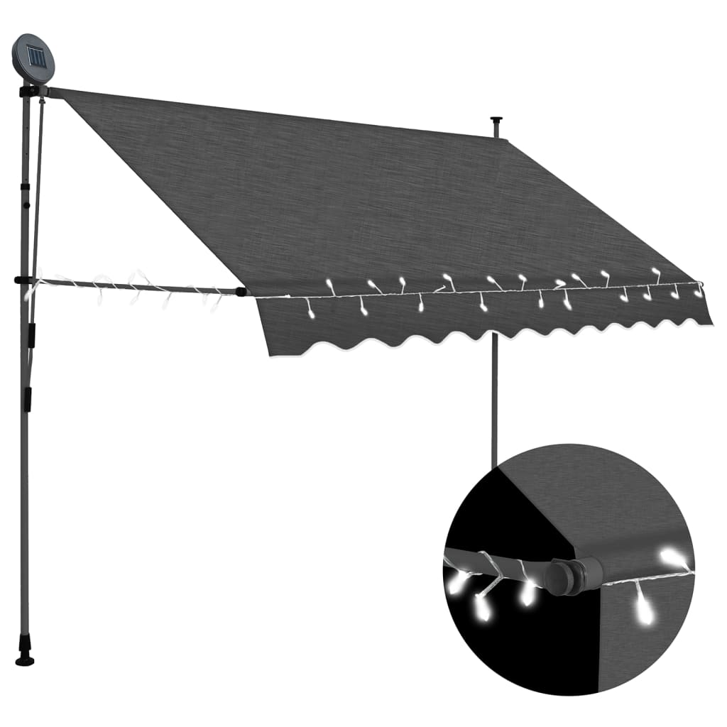 Vidaxl - Einziehbare Markise Handbetrieben Mit Led 250 Cm Anthrazit