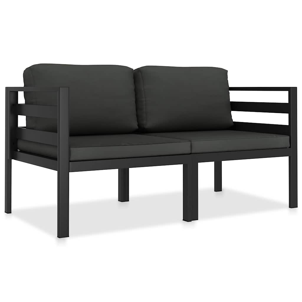 2-tlg. Garten-sofagarnitur Mit Auflagen Aluminium Anthrazit Vidaxl