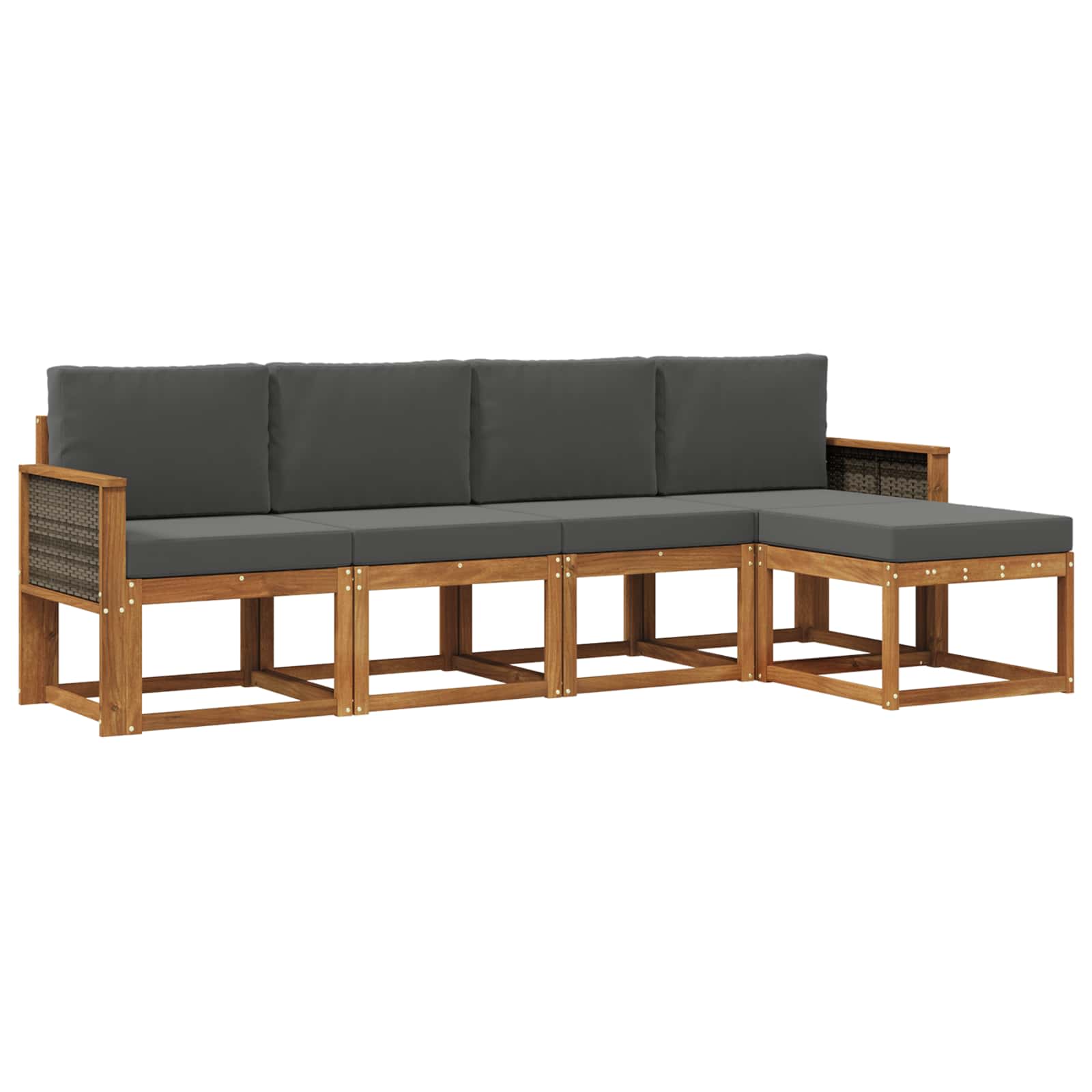 Vidaxl Outdoor Sofa Set 5 Pcs Natural And Anthracite Polyester