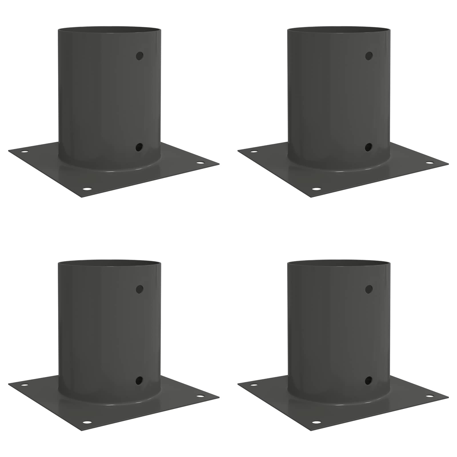 Runder Bodenanker 4 Stk. Anthrazit 18 X 18 X 15 Cm Metall Vidaxl