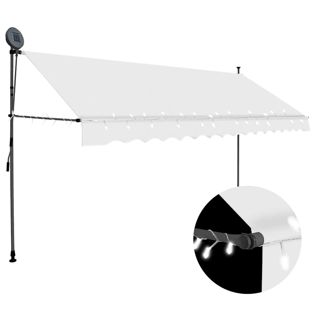 Einziehbare Markise Handbetrieben Mit Led 350 Cm Creme - Vidaxl