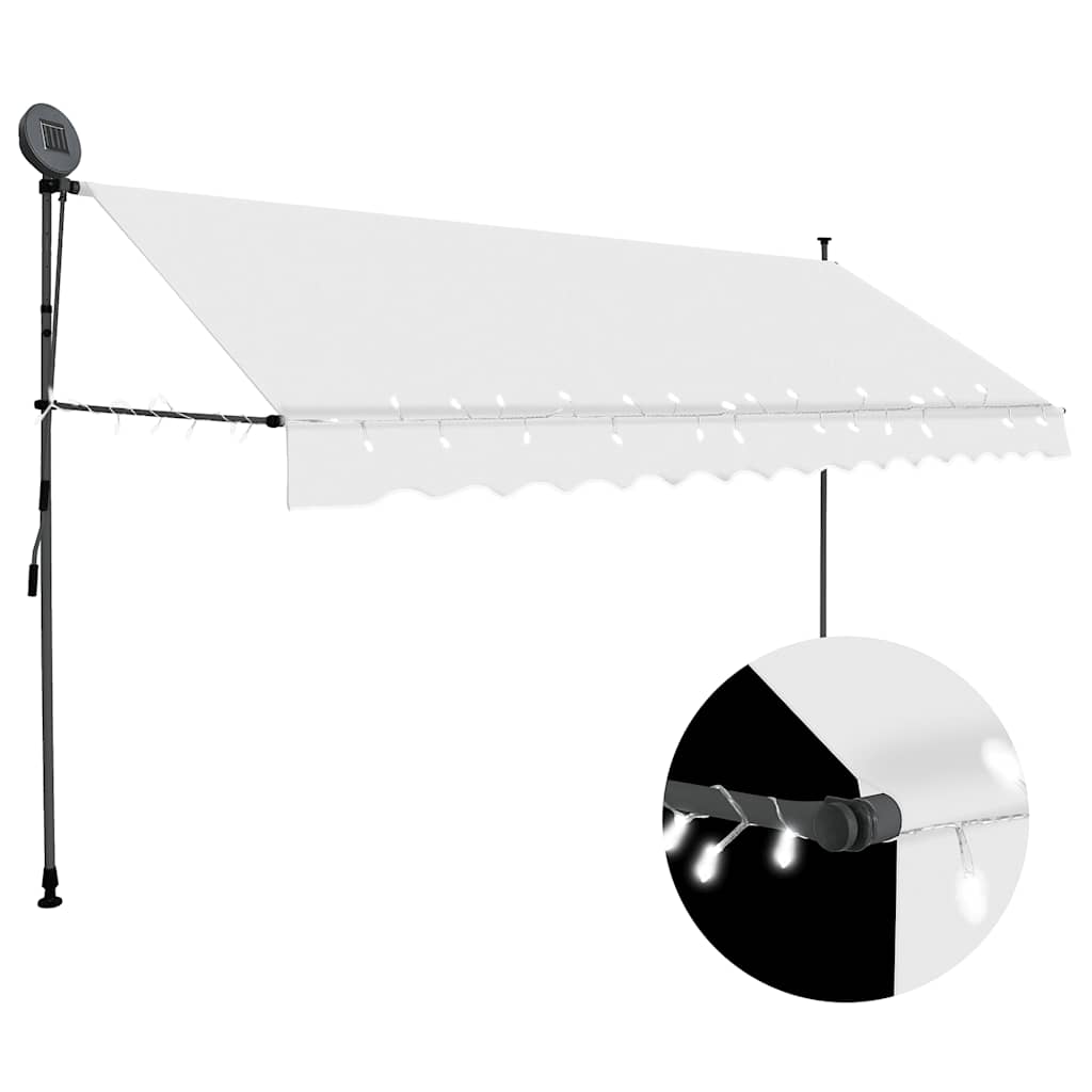 Vidaxl Manual Retractable Awning With Led 400 Cm Cream