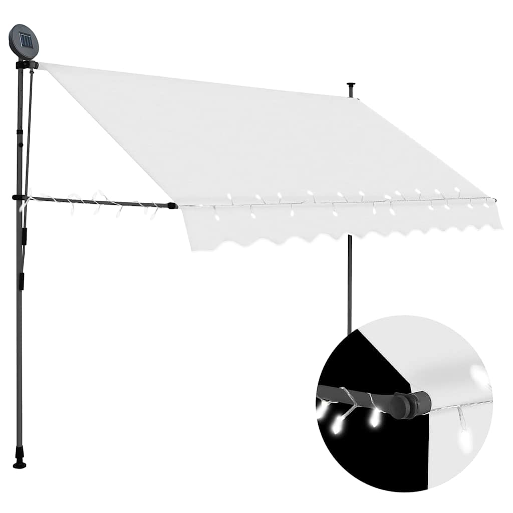 Einziehbare Markise Handbetrieben Mit Led 300 Cm Creme - Vidaxl