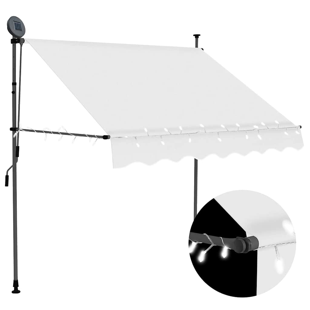 Einziehbare Markise Handbetrieben Mit Led 150 Cm Creme Vidaxl
