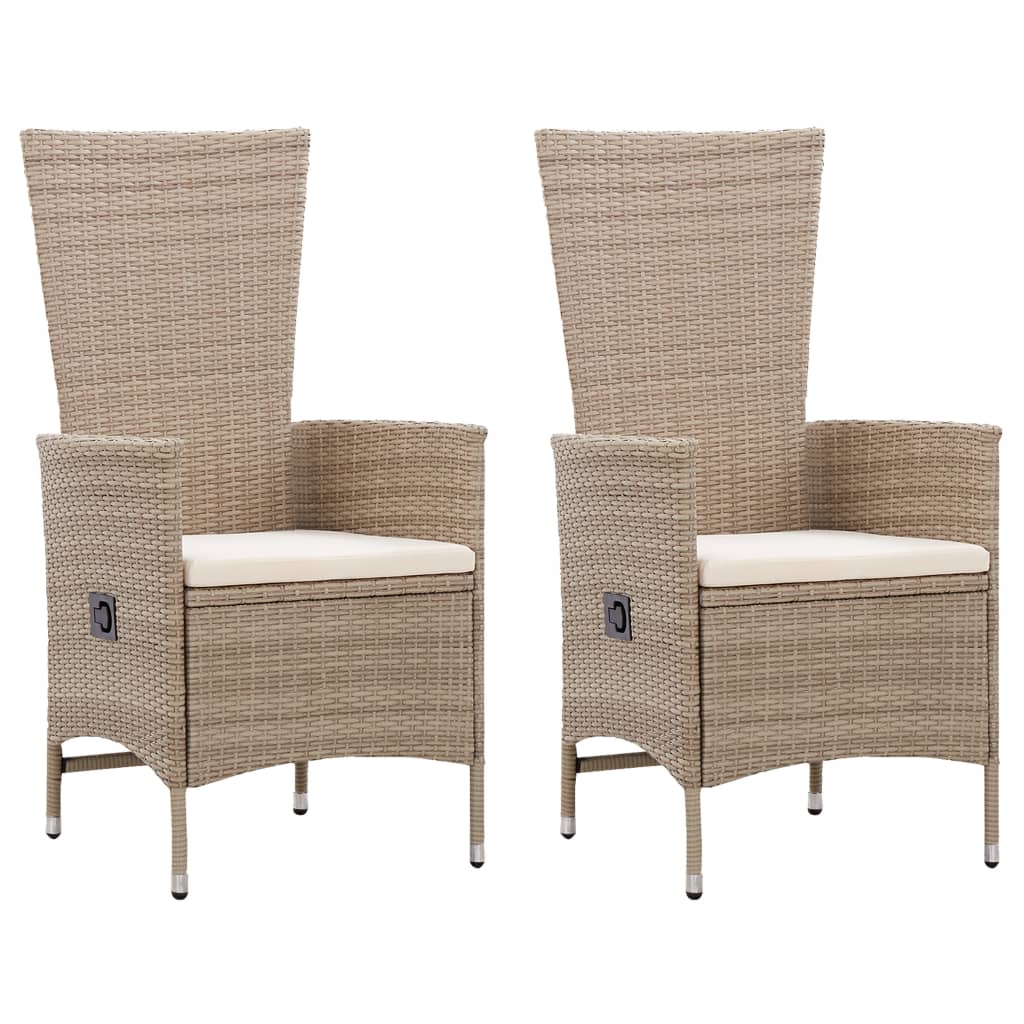 Vidaxl - Gartenstühle 2 Stk. Mit Auflagen Poly Rattan Beige