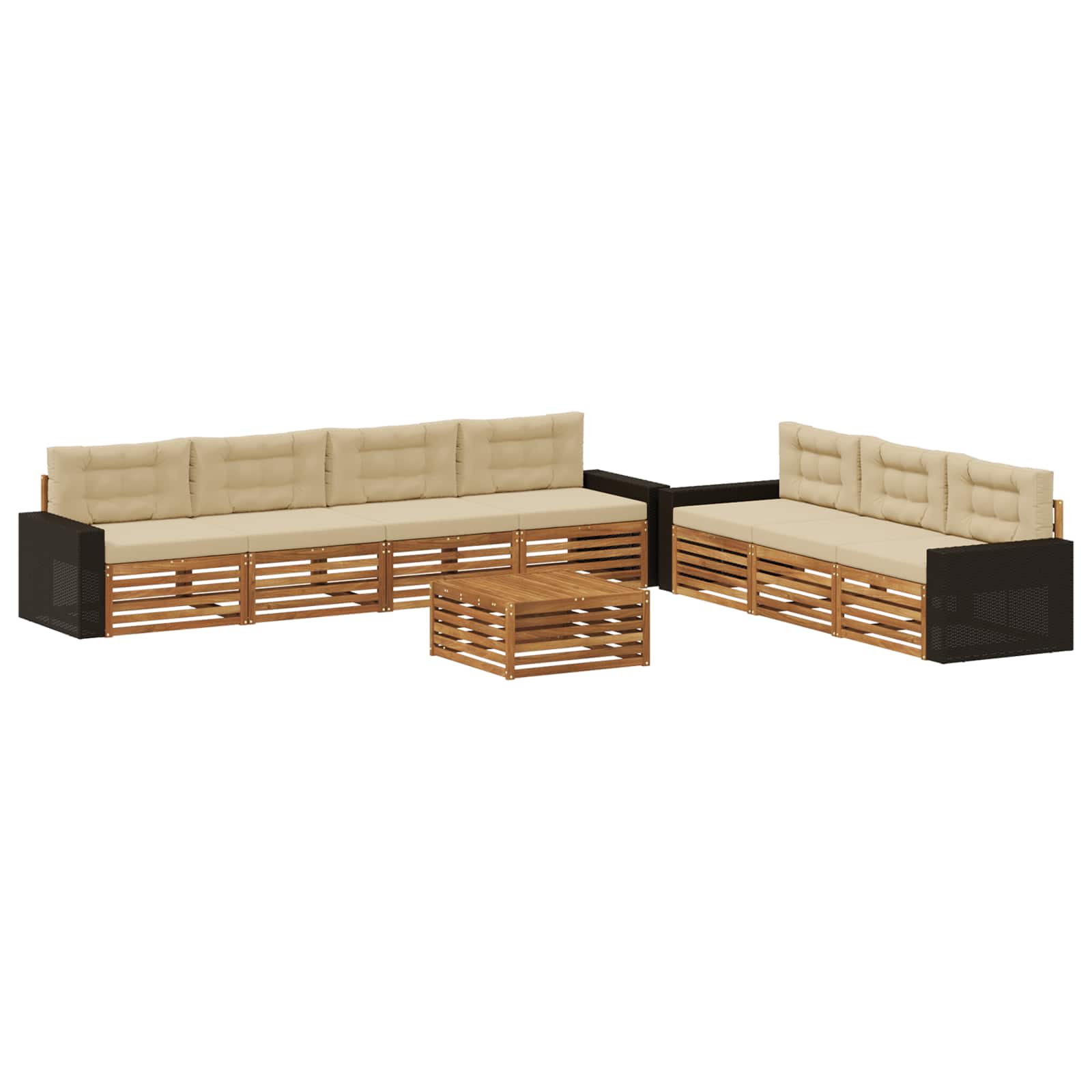 Outdoor-sofagarnitur 8 Stk. Natur Und Beige Polyester Vidaxl