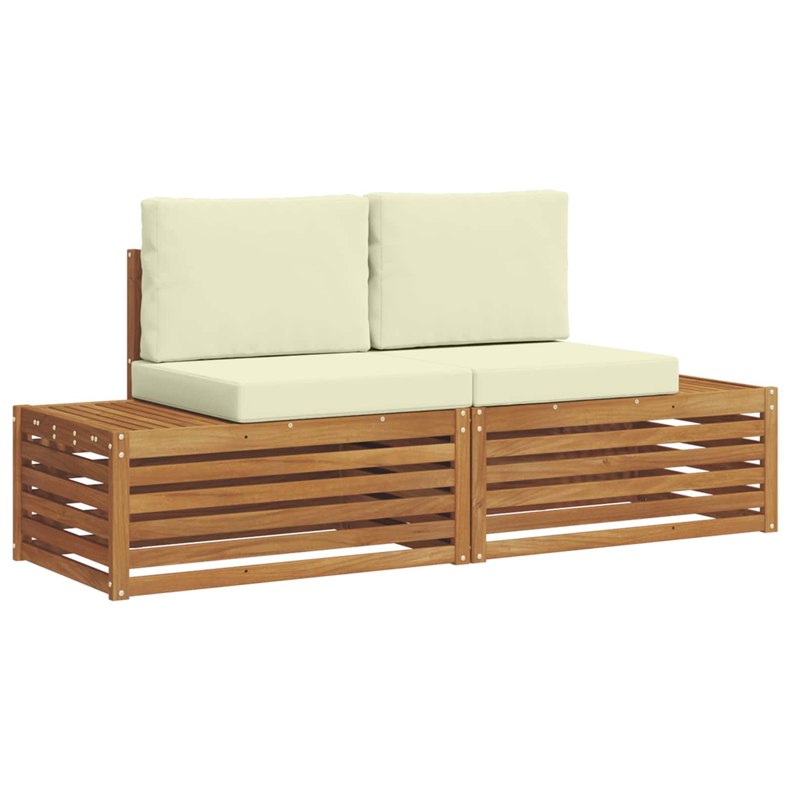 Vidaxl 2 Pcs Outdoor Sofa Set Solid Acacia Wood And Polyester