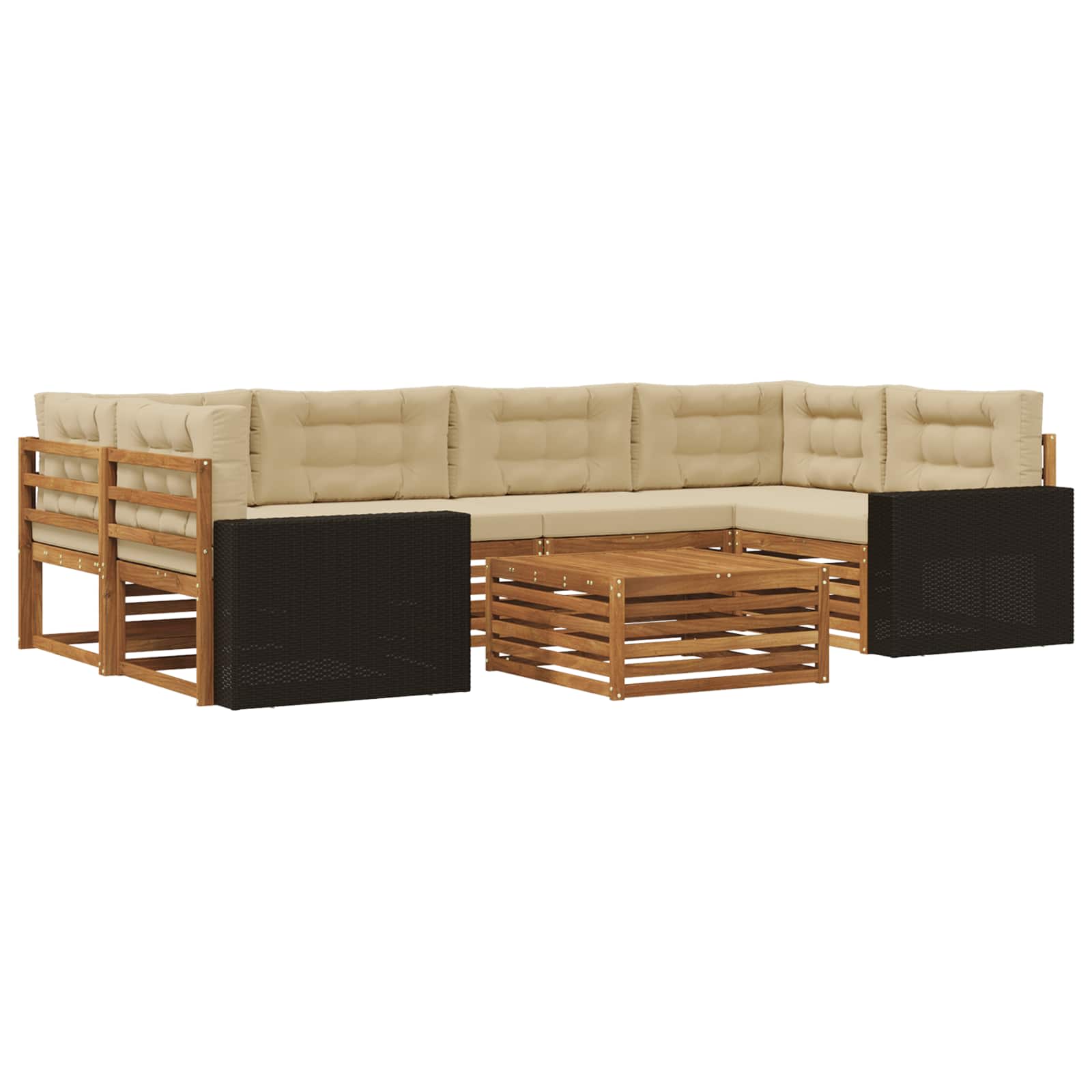 Outdoor-sofagarnitur 7 Stk. Natur Und Beige Polyester Vidaxl