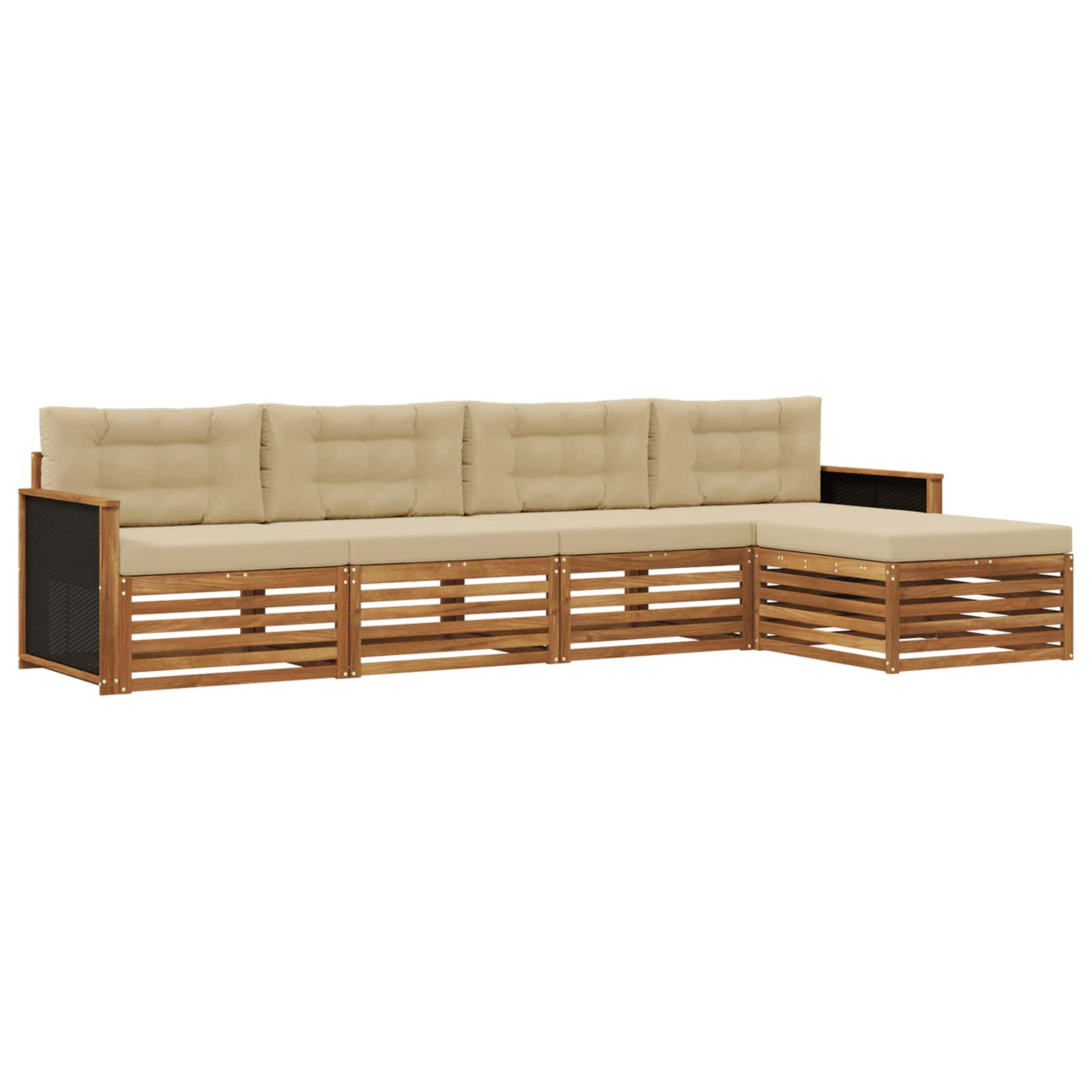Outdoor-sofagarnitur 5 Stk. Natur Und Beige Polyester Vidaxl