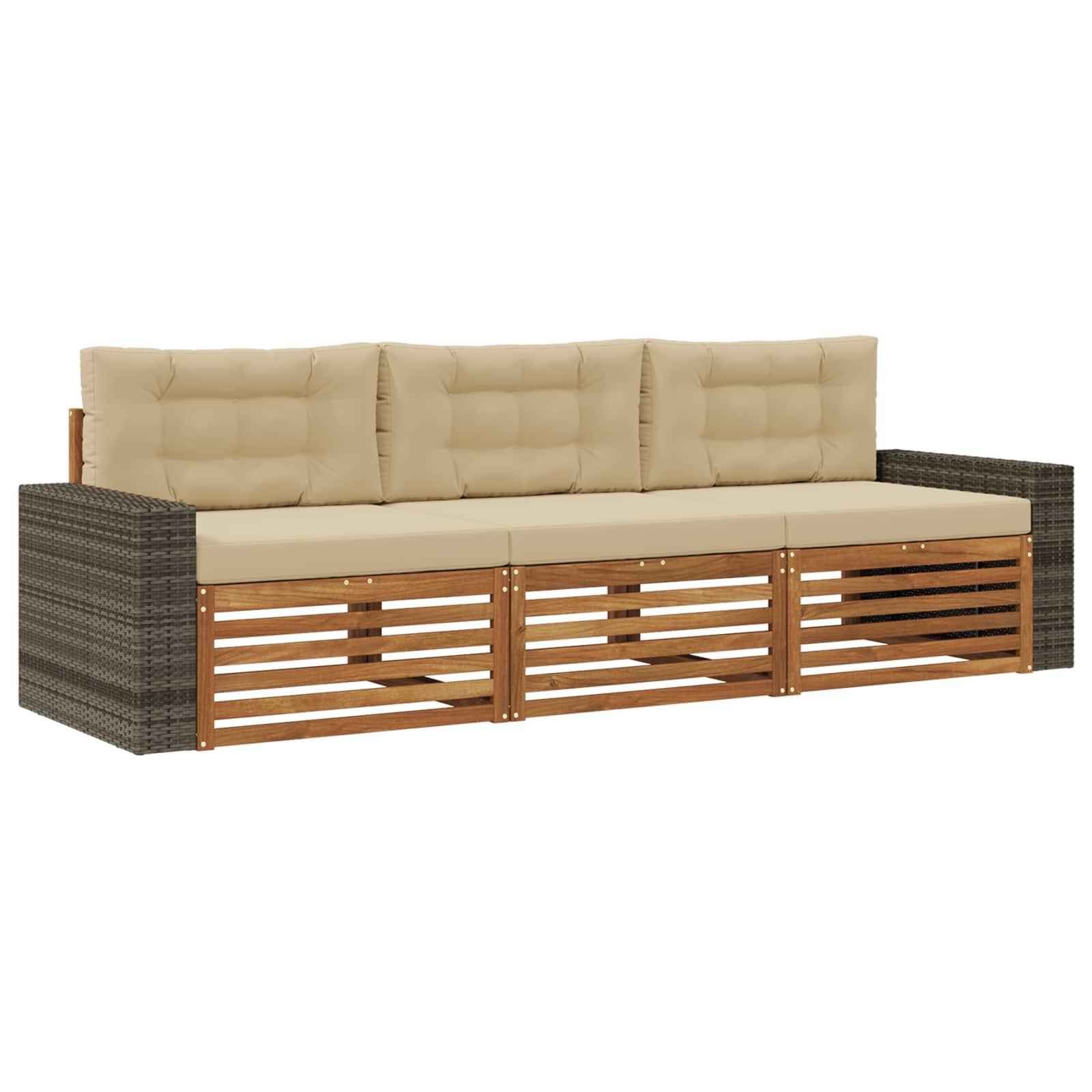 Vidaxl Outdoor Sofa Set 3 Pcs Natural And Beige Polyester