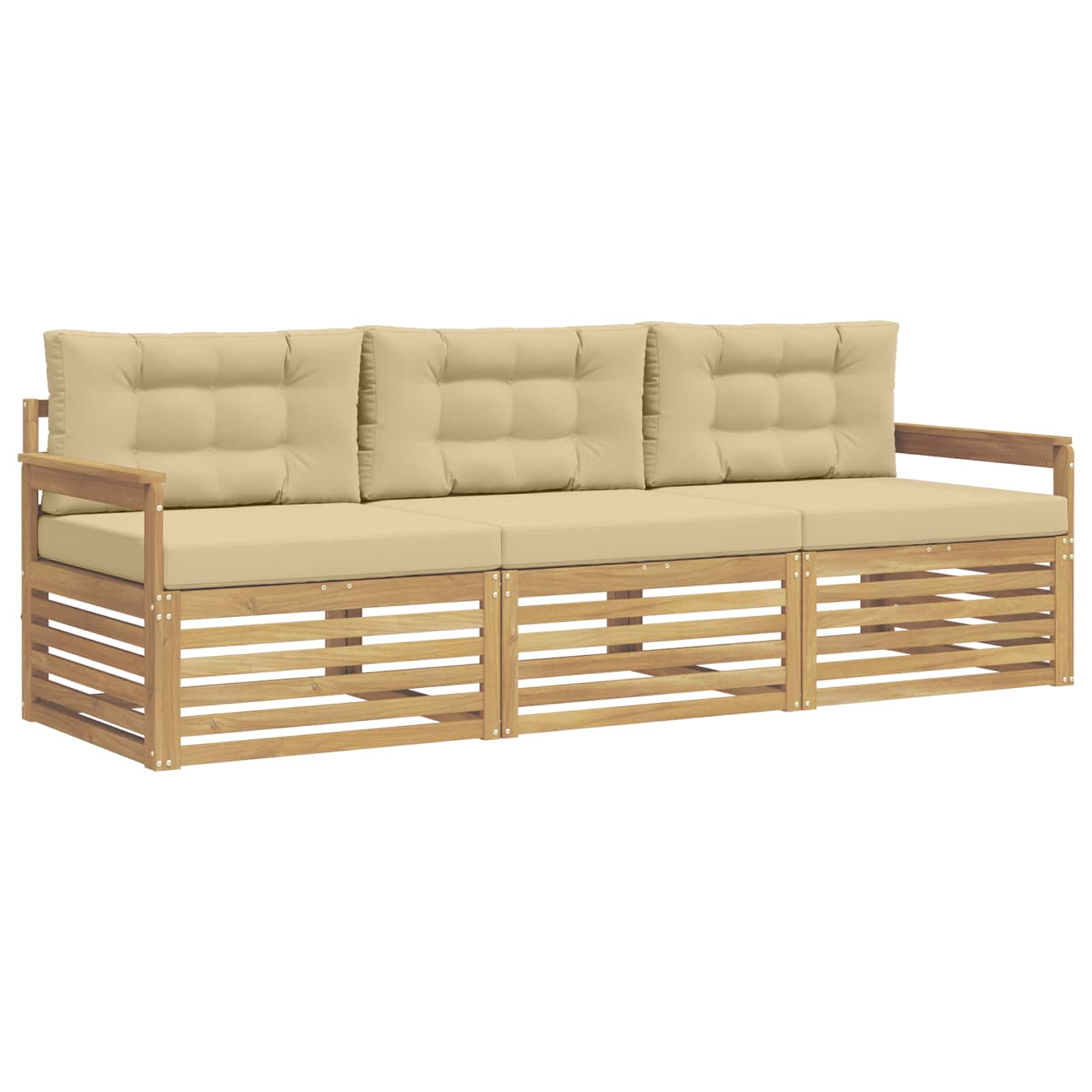 Outdoor-sofagarnitur 3 Stk. Weiß Und Beige Polyester Vidaxl